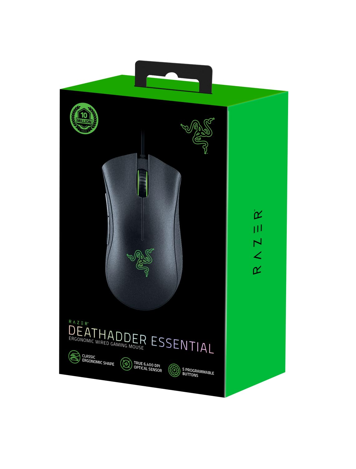 Razer DeathAdder Essential (2021) - Wired Gaming Mouse (Optical Sensor, 6400 DPI, 5 Programmable Buttons, Ergonomic Form Factor) Black