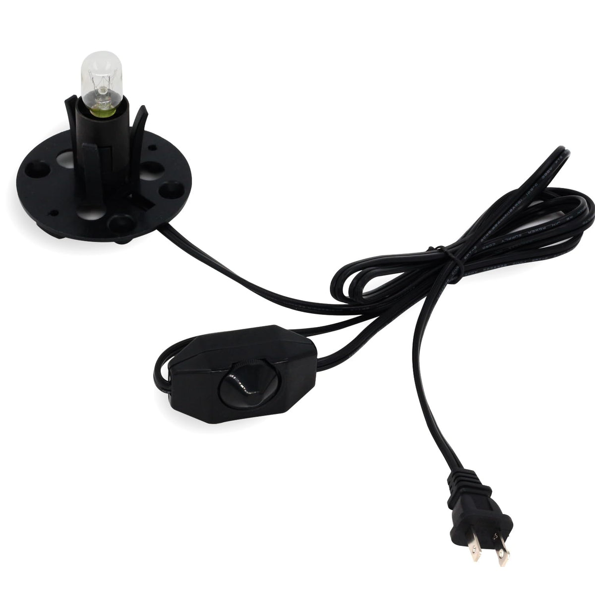 Betus [Original Replacement Upgraded Salt Lamp Power Cord with Dimmer Control Switch & Base Assembly for Himalayan Salt Lamps Power Cord - 6 Feet Long with Two Free 15W Bulbs