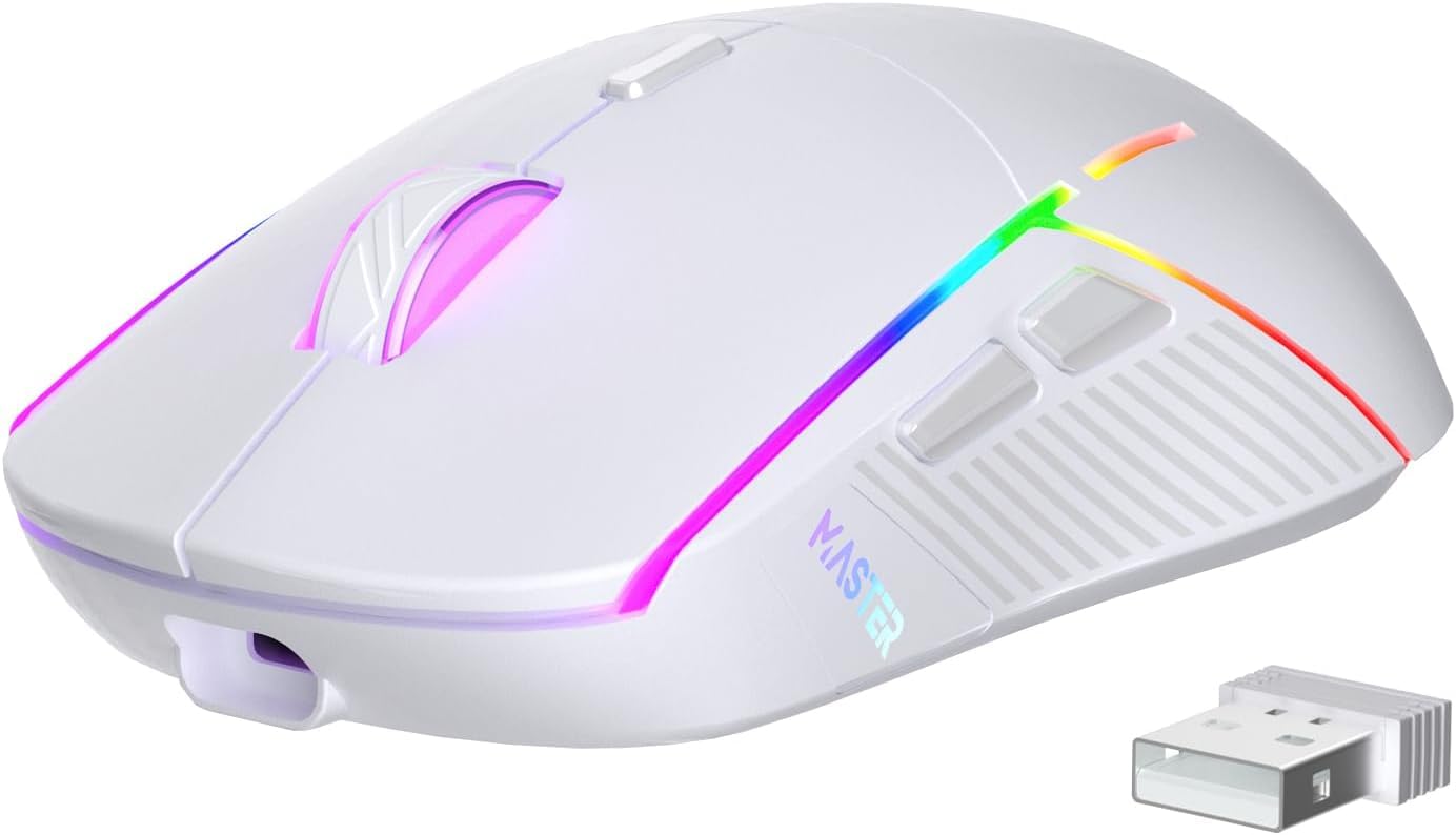 FFJ Wireless Gaming Mouse, 24000 DPI, Tri-Mode 2.4G/USB-C/Bluetooth 5.3 Gaming Mouse Wireless, RGB Programmable Mouse Gamer, 75Hrs Battery Life, Rechargeable Gaming Mice for PC, Mac, PS5, Xbox - Black