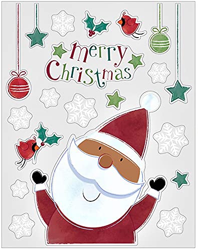 Iconikal Christmas Static Cling Window Decorations, African American Black Santa Claus, 80-Count