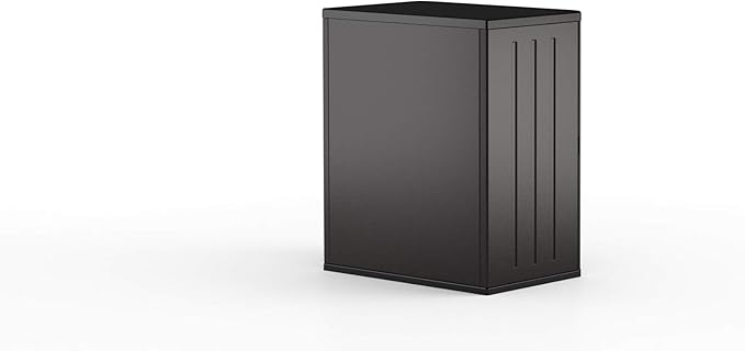 Suncast Heavy-Duty Resin Outdoor Storage Cabinet, 30" W x 20.25" D x 36" H Dark Grey Base Garage Storage Cabinet with Lockable Doors and Metal Reinforced Shelves, Made in The USA