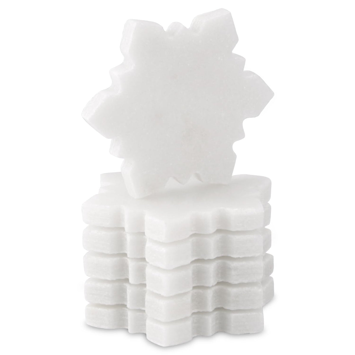 Marble Coasters Set of 6-4 Inch Snowflake Design White Natural Stone Drink Coasters, Modern Luxury Outdoor Cup Coaster Table Protection for Coffee Tab (6, 4 Inch) (6, White, Snowflake)