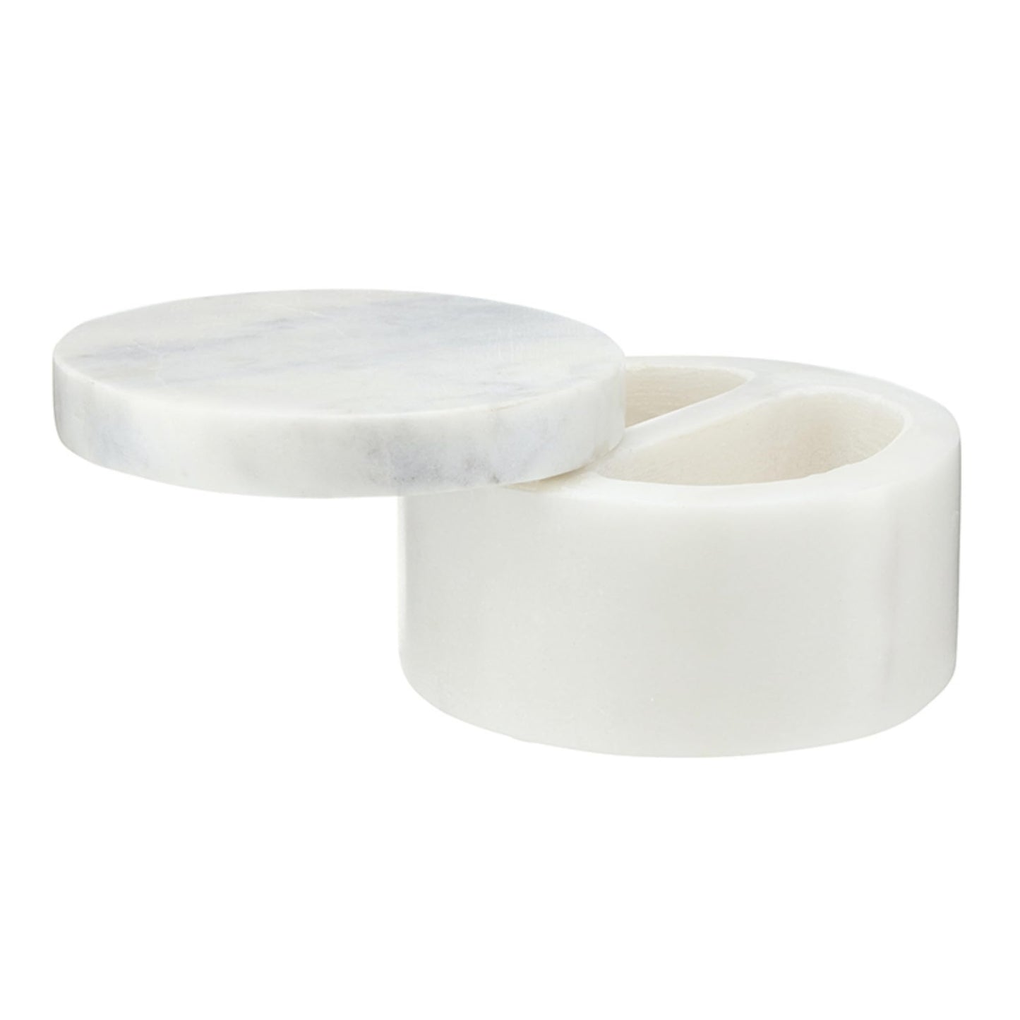 Santa Barbara Design Studios Salt Cellar - Handcrafted Marble Salt Dish with Lid, 3" Diameter x 2" Tall, White Grey