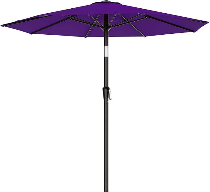 AreShark 9 FT Patio Umbrella for Outdoor, Outdoor Table Umbrella with Push Button Tilt and Crank, Outdoor Patio Umbrellas with 8 Sturdy Ribs for Market, Garden, Pool (Dark Purple)