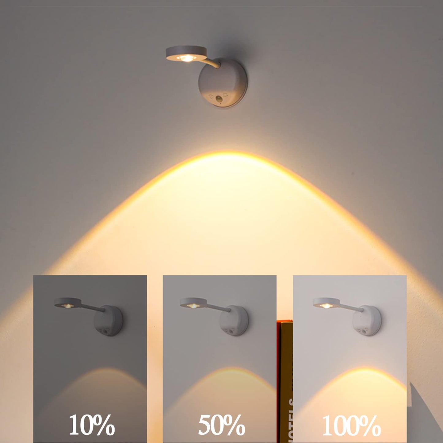 Yuewilai Wireless Picture Light Battery Operated, 2200mAH Rechargeable Painting Light with Motion Sensor and Rotatable Tube, Stepless Dimming Art Display Light for Picture Frame