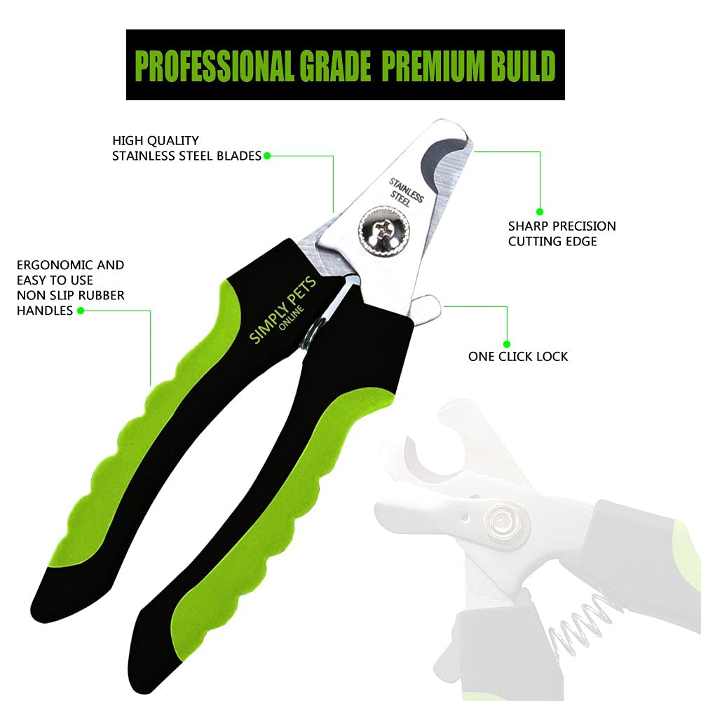 Dog Nail Clippers with Safety Guard - Superior Sharpness - Designed by Vets - Suitable for Thick Nails - Best for Medium and Large Dogs - Professional Stainless Steel Dog Claw Clippers