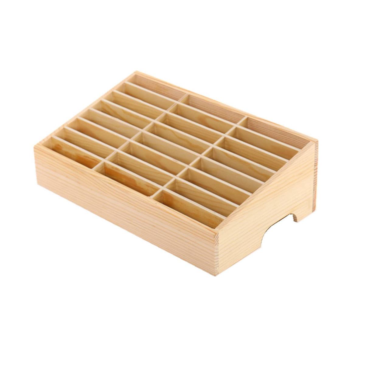 XICHENGSHIDAI 24-Grid Classroom Cell Phone Holder, Wooden Mobile Phone Storage Box, Desk Organizer for Teachers, School and Office