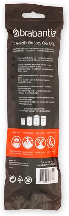 Brabantia PerfectFit Trash Bags Thick Plastic Trash Can Liners