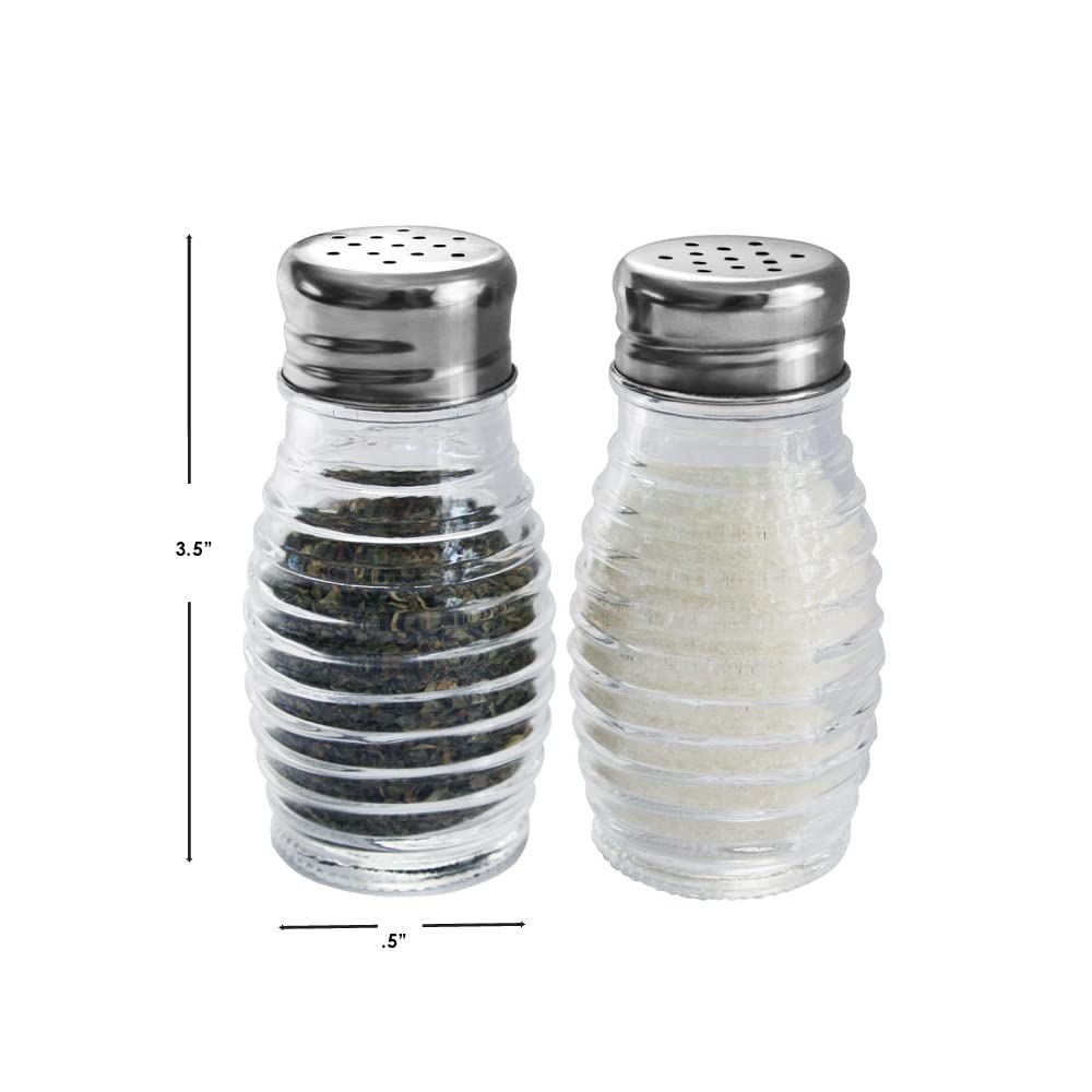 Beehive-Style Glass Salt and Pepper Shakers (Silver), By Home Basics | 2 Piece Shakers for Salt, Pepper, Cumin, Cinnamon, Paprika, and More | Easy Screw On Lids
