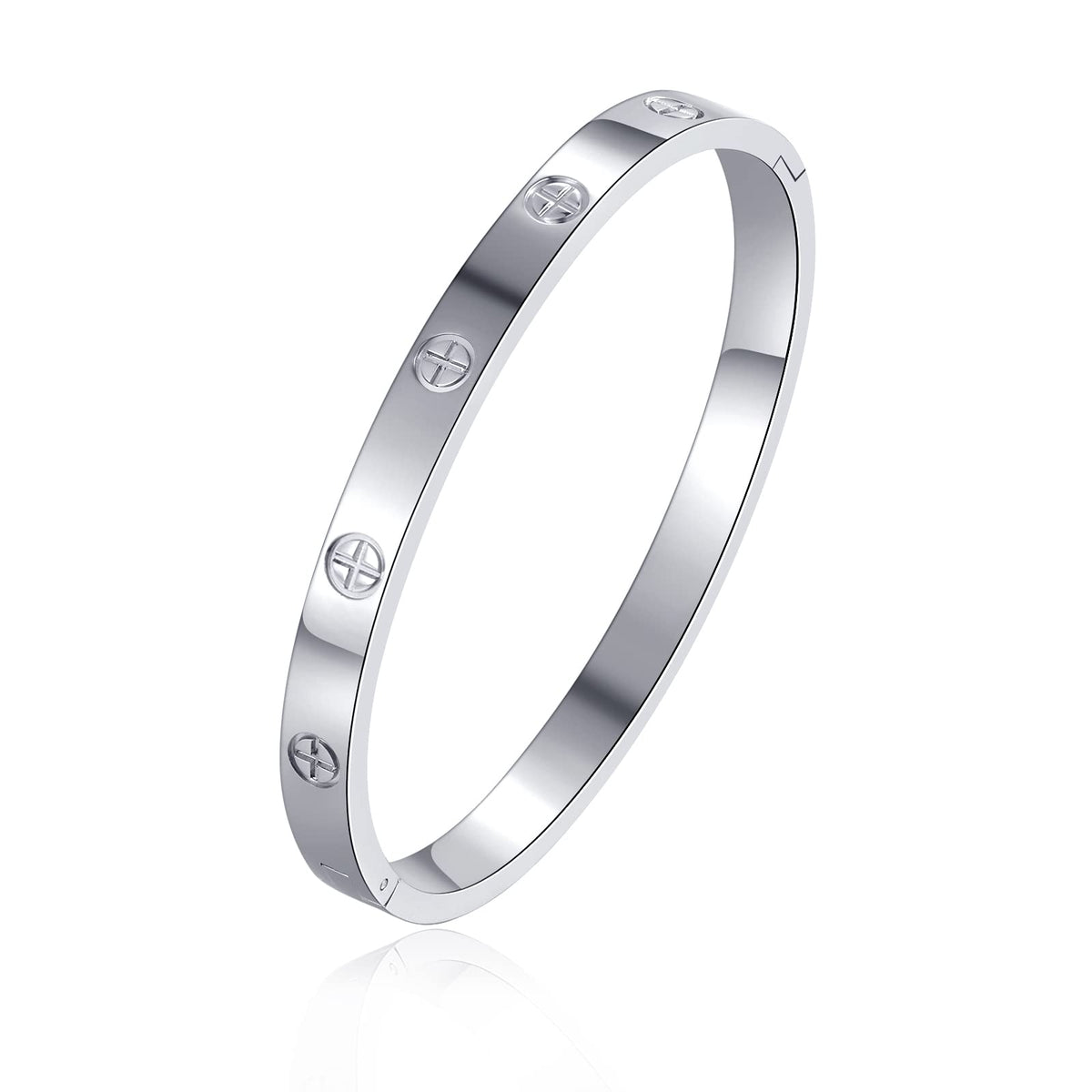 YUFANHY Love Bracelet Cuff 18k Gold Plated Stainless Steel Love Bracelet For Women Novelty And Mother Daughter Bracelet Jewelry Oval Bangle Witness The Of Love Wedding For Couple（Silve）