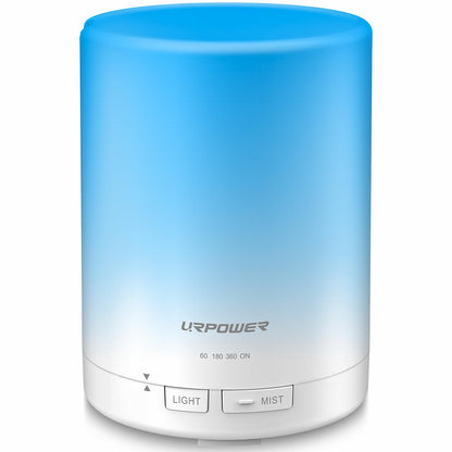 URPOWER 300ml Aromatherapy Essential Oil Diffuser Ultrasonic Air Humidifier AUTO Shut Off Scent Diffuser Night Light 7 Color Changing LED Lights and 4 Timer Settings for Bedroom Office Home