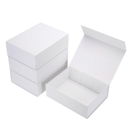 Ditwis 4 Pack 12x9x4 Inches Gift Boxes with Magnetic Closure Lids, White Magnetic Box for Wedding, Groomsmen Bridesmaid Proposal, Birthdays, Mother's Day