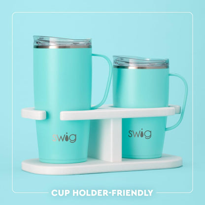 Swig Life 18oz Travel Mug, Insulated Tumbler with Handle and Lid, Travel Coffee Mug, Cup Holder Friendly, Stainless Steel 18 oz Tumbler, Reusable Insulated with Lid (Ms Frost)