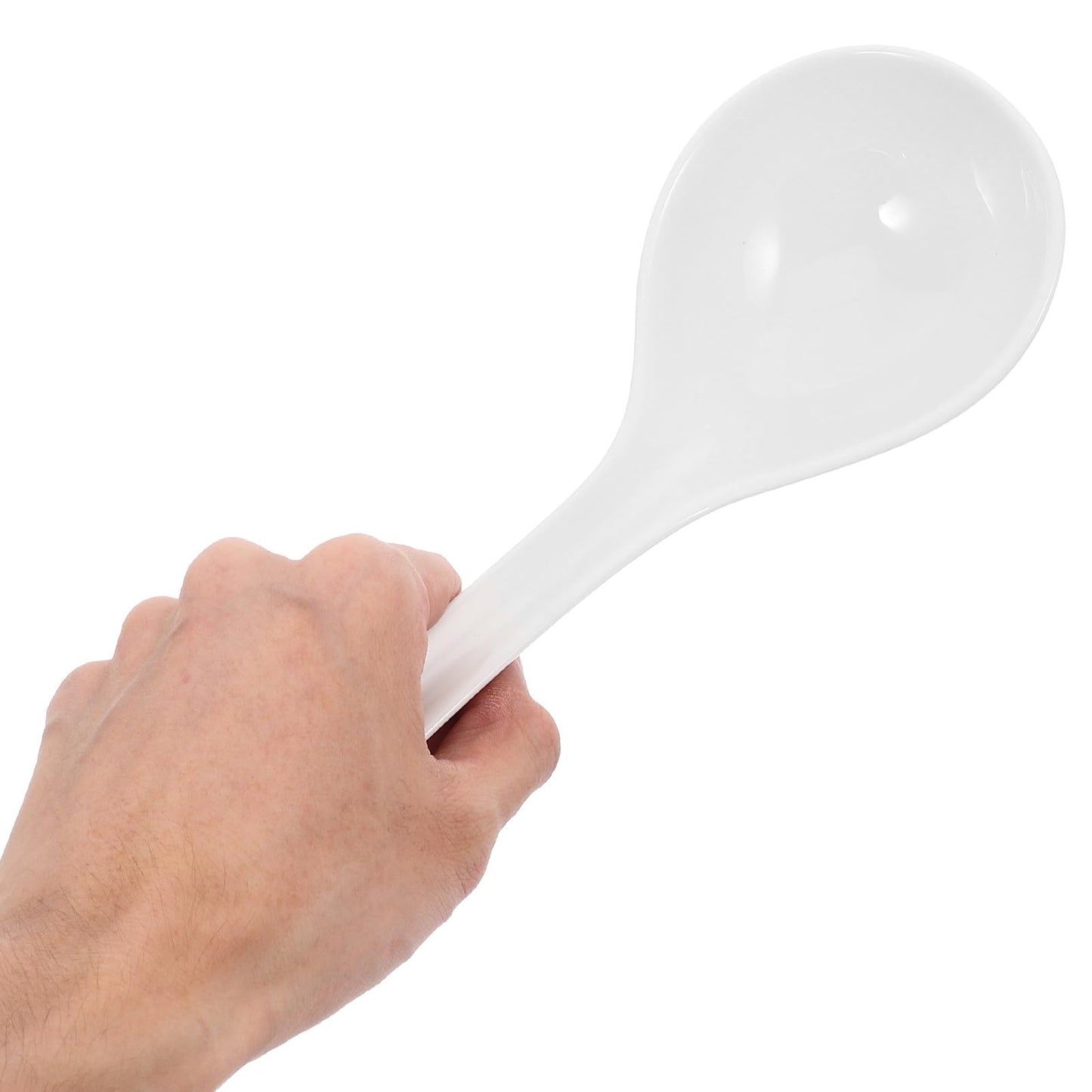 OSOLADY Bone China Asian Soup Spoon Ramen Noodle Spoon for Wonton Pho Miso Soup Microwave and Dishwasher Safe Long Handle Rice for Stirring and Pouring 10.23 in