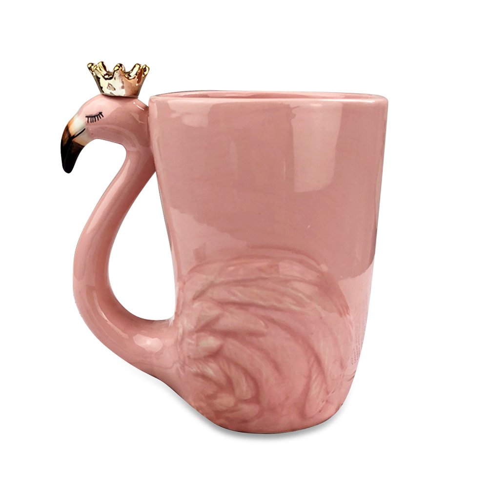 16 oz Cute Pink Coffee Mug Ceramic Flamingo Gift Unique Cups Mom Day Gift for Women Her Grandma Pretty Mug Funny Coffee Cup Funky Xmas Presents for Girlfriend Decorative Animal Decor Christmas Mugs