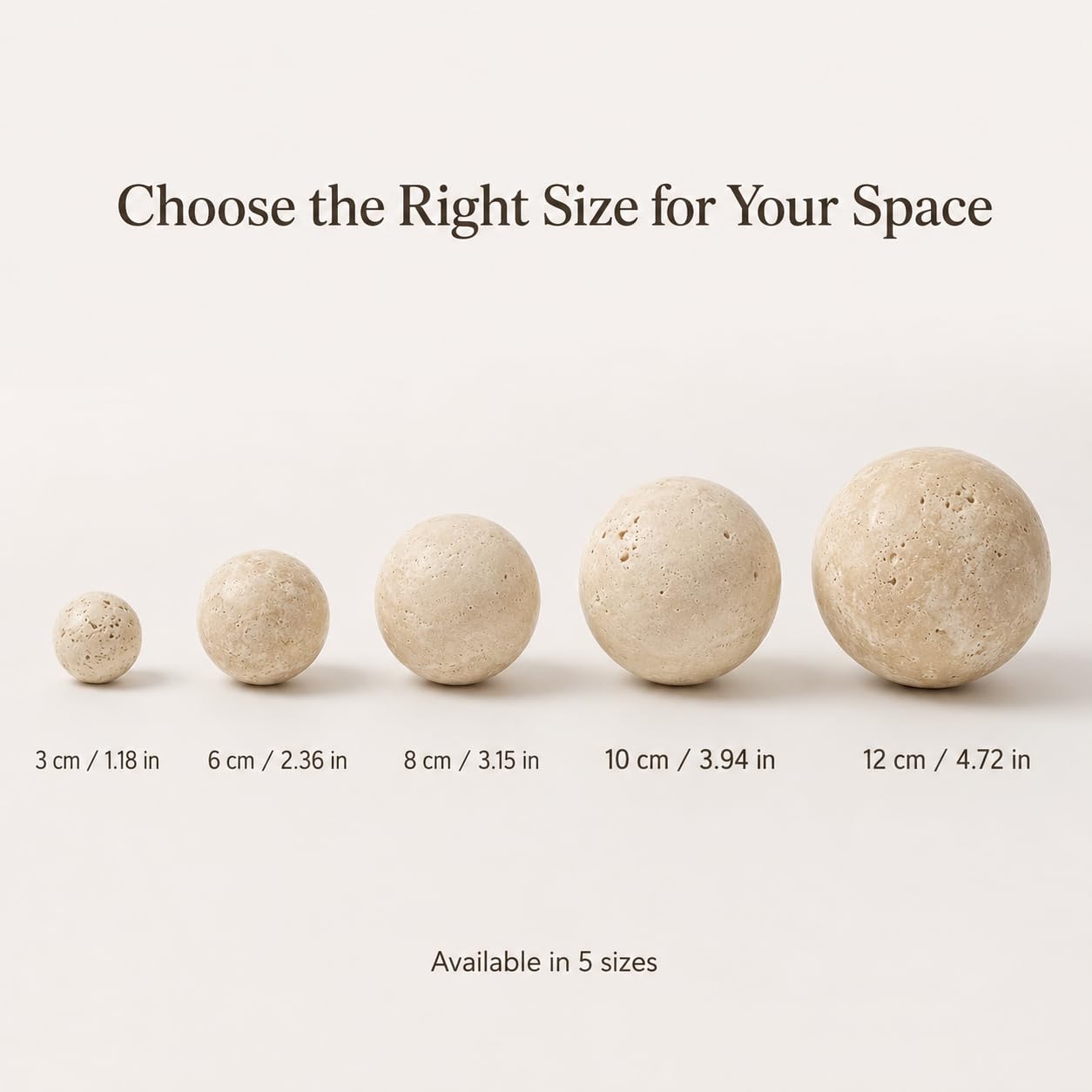 Artisanal Abode Natural Travertine Decorative Sphere, 3.94 Inch Stone Ball Decor, Hand-Polished Beige Orb Accent for Coffee Table, Shelf, Dresser and Living Room
