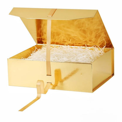 GoooodGift Extra Large Gift Box Gold 1 Pack 16x13.5x5.3 inch Luxury Gift Box for Presents with Magnetic Closure Lid Collapsible,Birthday,Christmas,Wedding,Contains Shredded Paper Filler