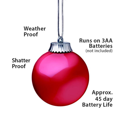 Xodus Innovations WP580-3 Outdoor LED Ornament, Battery Powered Pulsing Globe Sphere Lights with Dusk Sensor (Pack of 3) (Red)