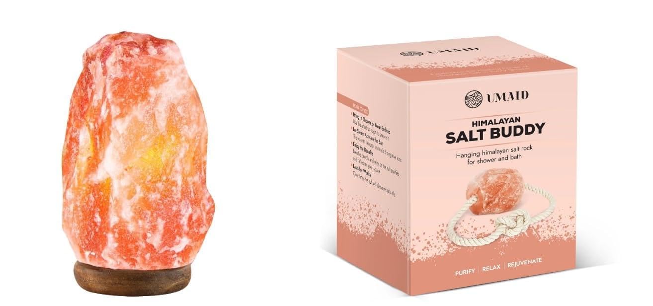 UMAID Himalayan Salt Lamp & Bath Salt Buddy Set