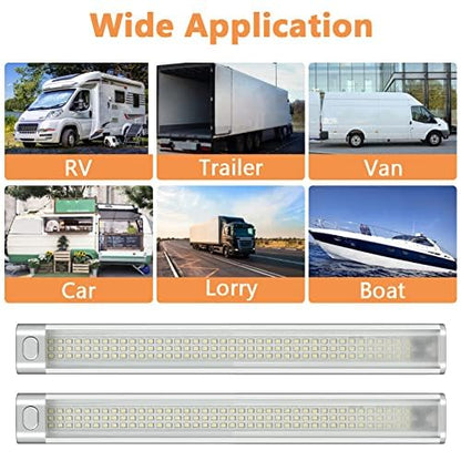 URAQT 12V LED Interior Lights Bar, 120 LED Universal Strip Light with On/Off Switch, 2 Pack Motorhome Interior Lights Ceiling Roof Lights Indoor for Camper Van Caravan RV Indoors Strip Light