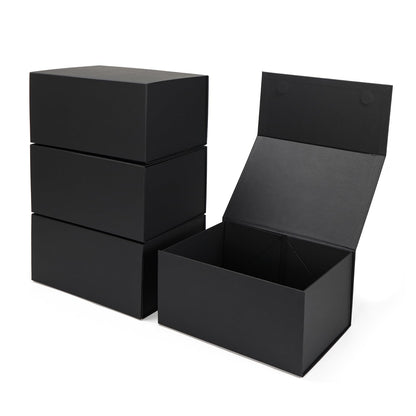 Ditwis 4 Pack 10x7x5 Inches Gift Boxes with Magnetic Closure Lids, Black Magnetic Box for Wedding, Groomsmen Bridesmaid Proposal, Birthdays, Mother's Day