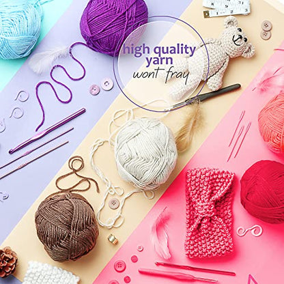 Soft Acrylic Yarn for Crocheting - 2400 Yards Crochet Yarn for Crocheting, Amigurumi Yarns for Knitting, Bulk, Perfect for Crafts, Crochet Amigurumi, and Knitting - 24 Pack x 50g