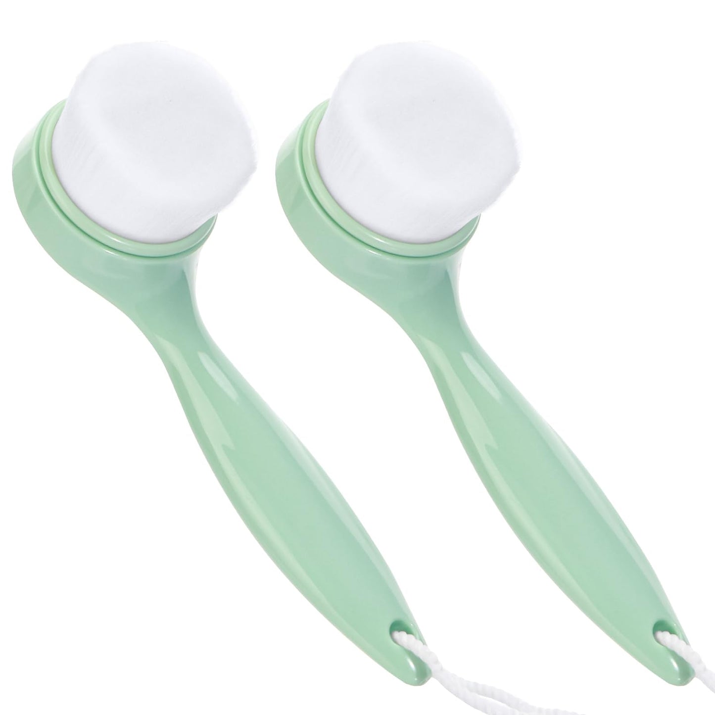 2 Pack Soft Bristle Facial Cleansing Brush for Deep Pore Cleaning, Face Exfoliating Scrub Brush for Face Cleansing Skincare Massaging (Pink and Jade White)