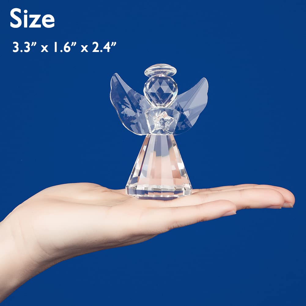 ZRENJHUS Crystal Angel Figurine Collection Pretty Glass Ornament Cute Statue Home Decor Table Animal Collectible Gift on Desk