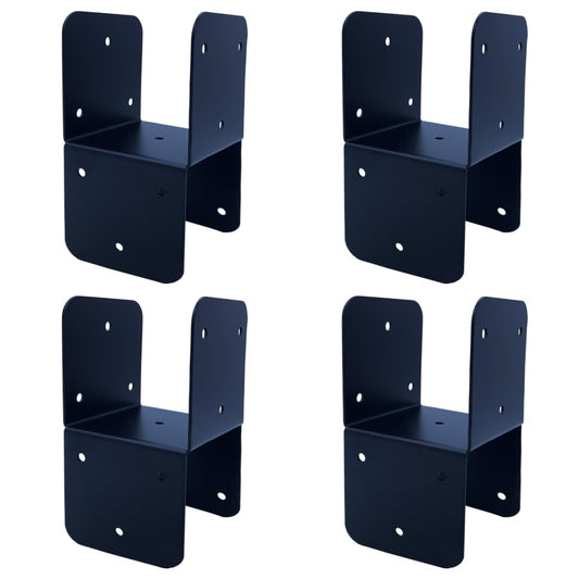 Jouray 4 Pcs Black 4x4 Deck Post Caps & Tie Brackets, 14 Gauge Steel Post Anchor Connectors for Metal to Wood Posts