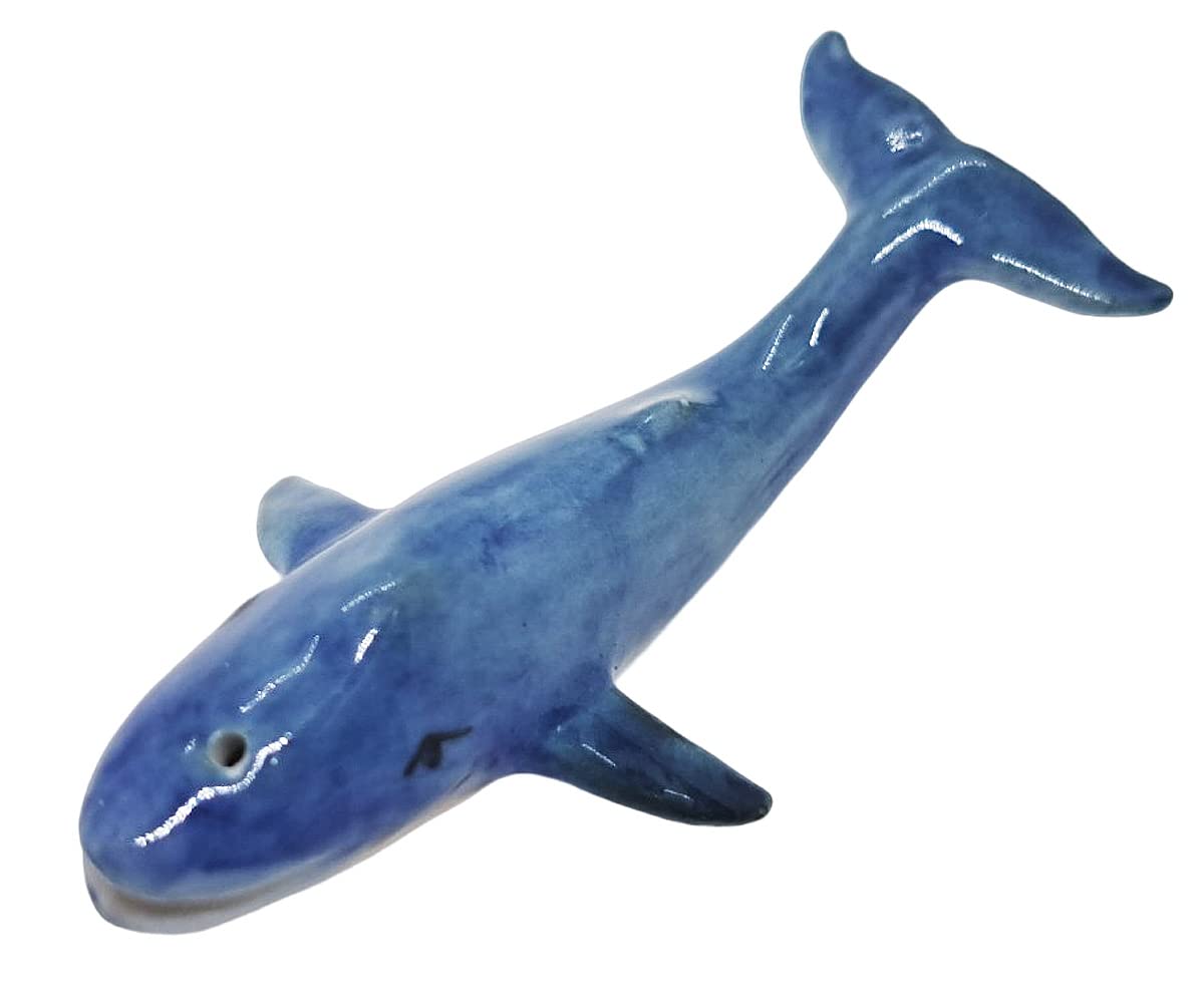 WitnyStore Tiny 2¼" Blue Whale Tail Up Figurine - Miniature Hand Made Ceramic Dolphins Porpoises Whales Marine Mammal Aquatic Sea Animals Fish Porcelain Decorative Collectible Figurines Décor Gifts