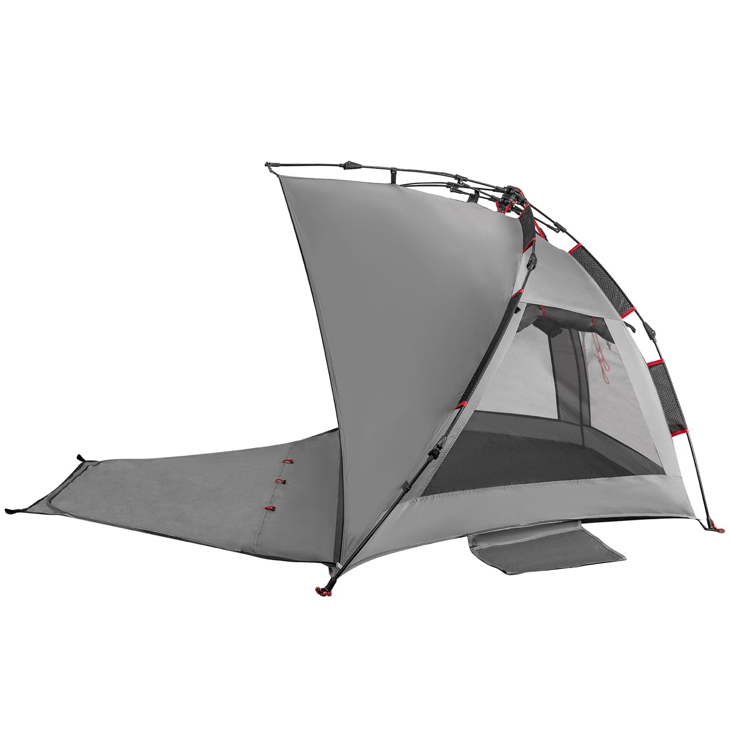 apollo walker Beach Tent Sun Shelter 3-4 Person Easy Setup Portable Sunshade Canopy Large,Extended Floor,Stakes,Sand Pockets,UPF 50+ Waterproof Windproof Outdoor Camping Fishing Picnic