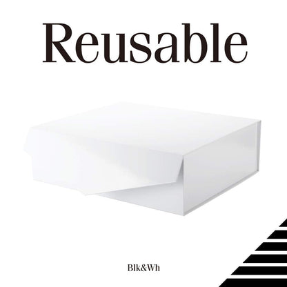 BLK&WH Extra Large Gift Box with Lid 16.3x14.2x5 Inches, White Gift Box Closure Lid for Clothes and Large Gifts (Glossy White)