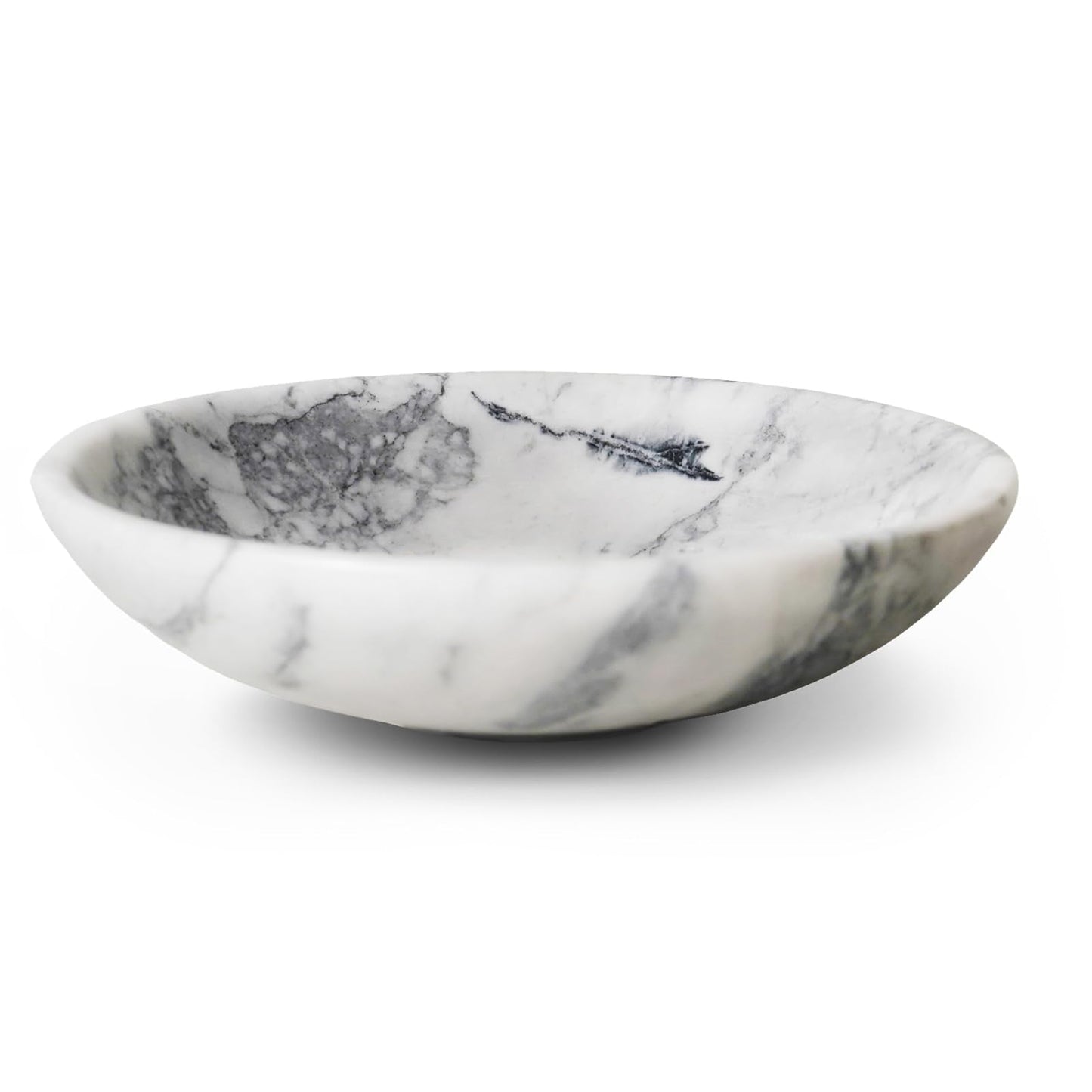 KROUJITY Marble Decorative Bowl Large White, Handcrafted Natural White-Grey Stone Bowl for Home Decor, 11" Large Entryway Bowl for Key, Coffee Table Bowl, Marble Fruit Bowl for Centerpiece