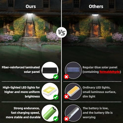 daphino Solar Lights Outdoor 2500LM Motion Sensor Outdoor Lights,3 Head 355° Wide Angle Street Area Lights, Waterproof Security Lights with 3 Modes(Non-Remote,3 Pcs)