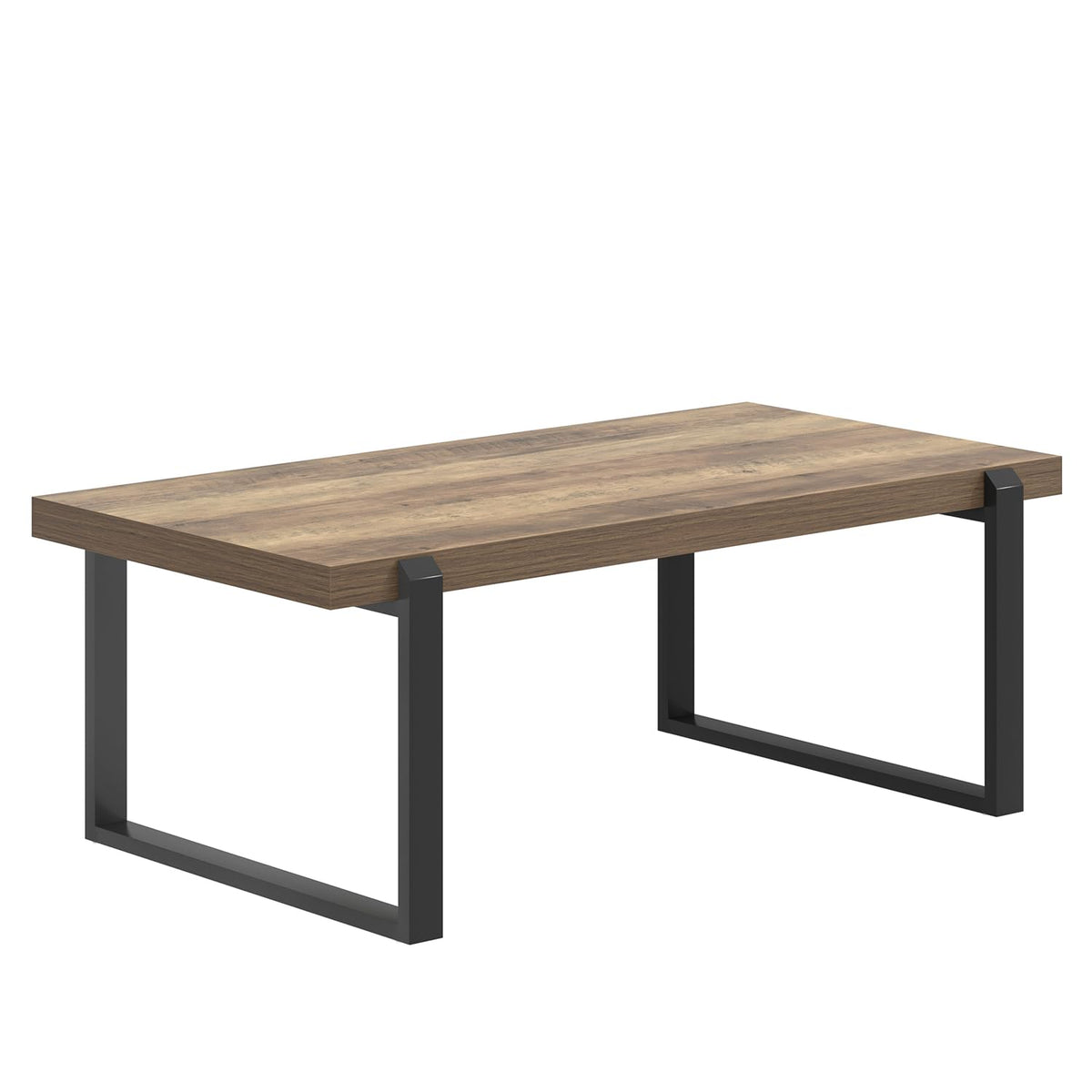FOLUBAN Coffee Table, Modern Rustic Wood and Metal Center Table, Industrial Cocktail Tea Table for Living Room, Oak, 44 Inch