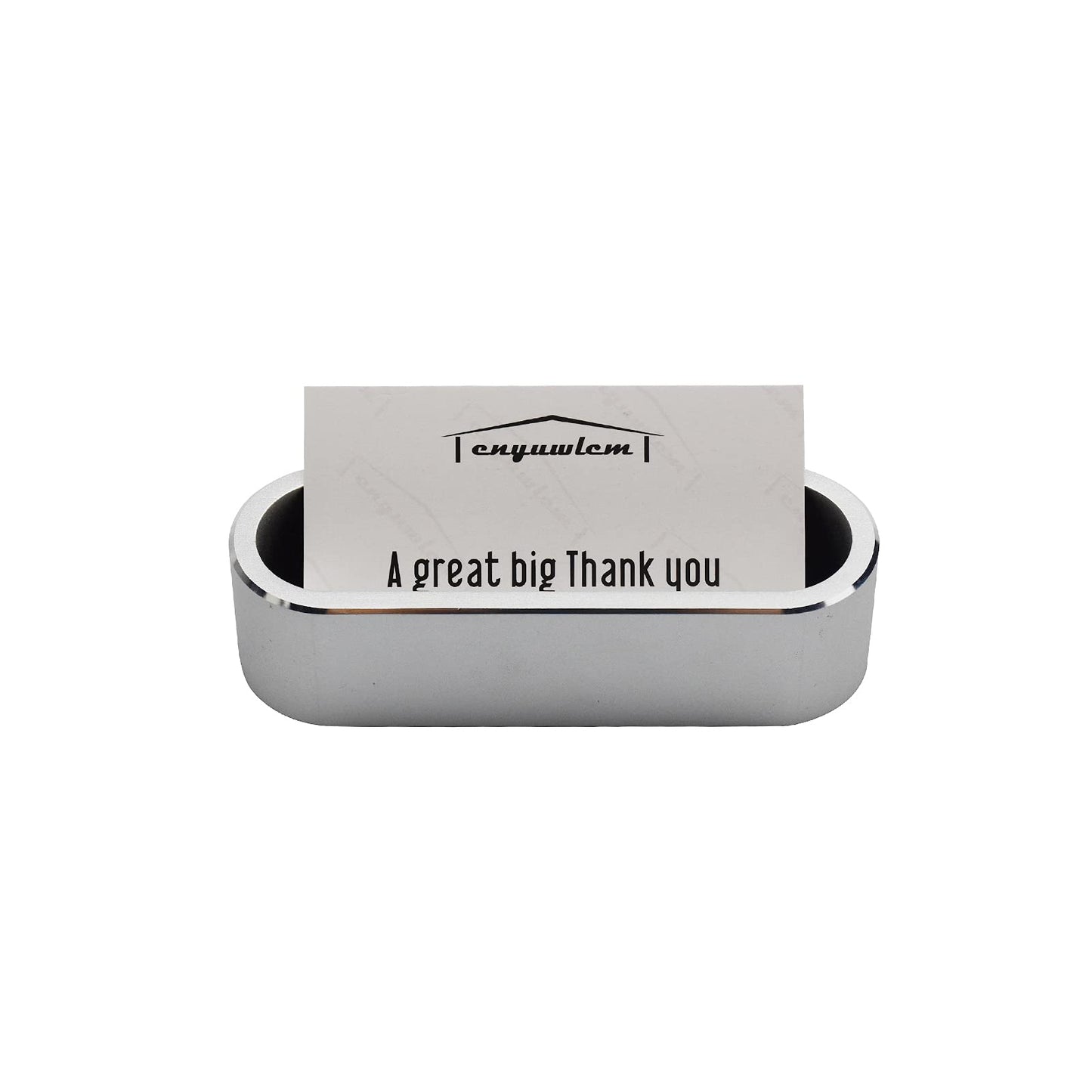 enyuwlcm Metal Desktop Card Holder for Desk Stylish Aluminum Alloy Business Card Display Stand for Men Office Silver 1 Pack