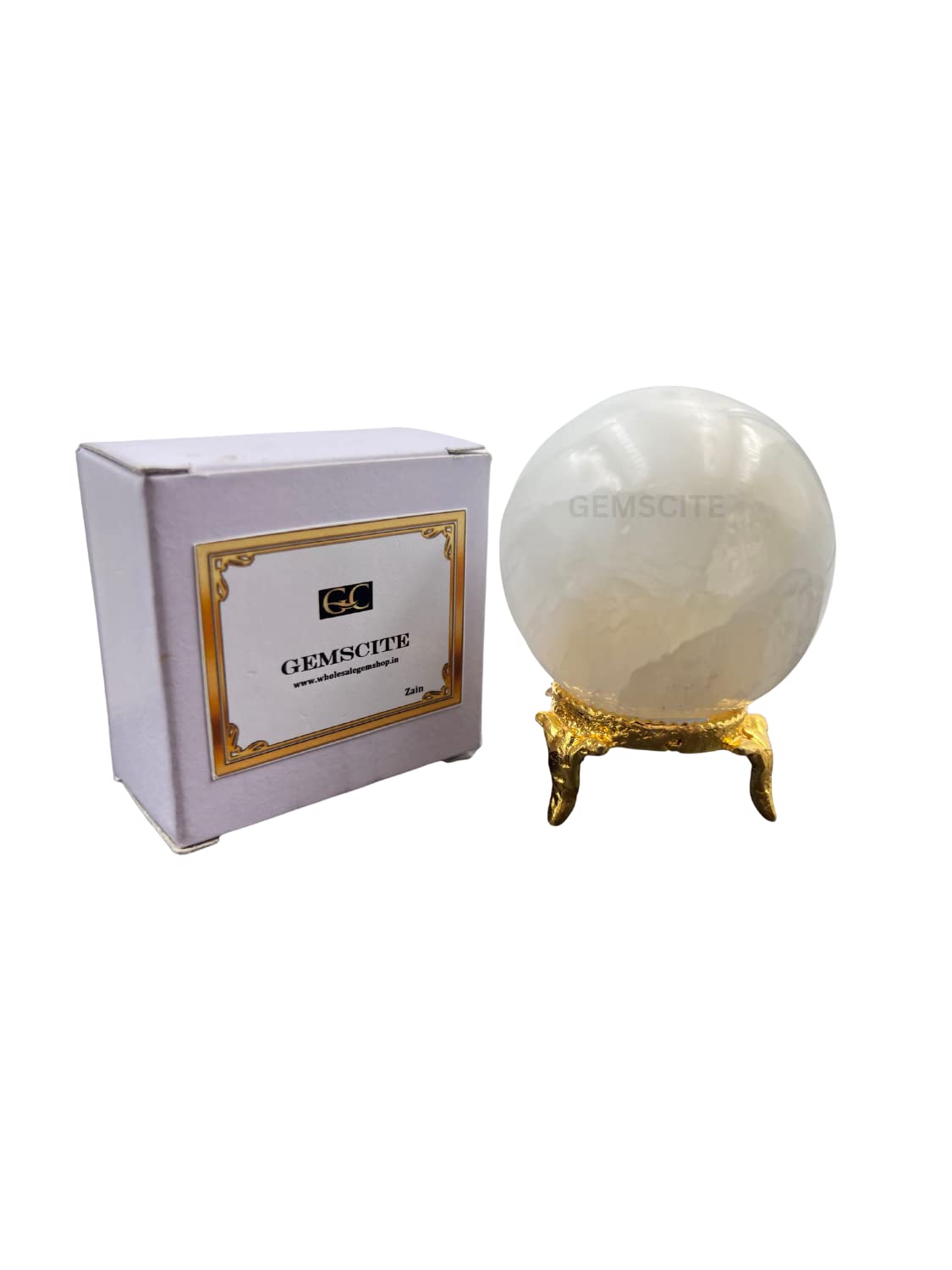 Wholesale Gem Shop Natural Selenite 40-45 mm Ball Sphere Gemstone A+ Hand Carved Crystal Altar Healing Devotional Focus Spiritual Chakra Cleansing Metaphysical Gift for Men Women with Stand