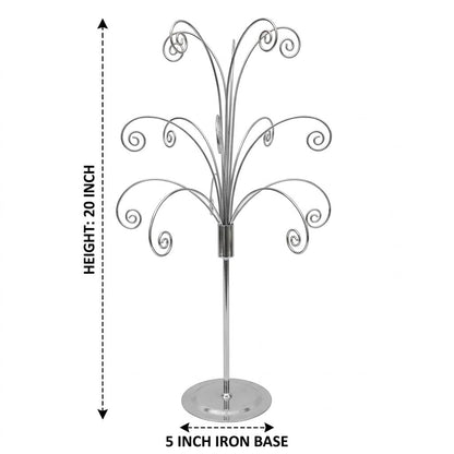 HOHIYA 20” Ornament Display Stand Chrome Silver Metal Hanging Tree Holder for Swarovski Crystal Glass Ornaments Tabletop Christmas Halloween Easter Decoration Display Rack