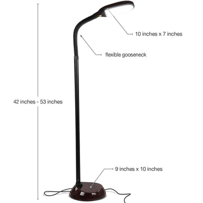 Brightech Litespan - Bright LED Floor Reading Lamp for Over Chair Crafts and Reading, Estheticians' Light for Lash Extensions, Adjustable Standing Lamp for Living Room, Bedroom, Office - Havana Brown