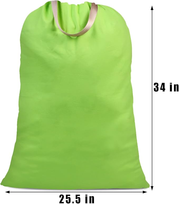 Cotton Canvas Laundry Bag with Handles & Drawstring Straps, Heavy Duty Extra