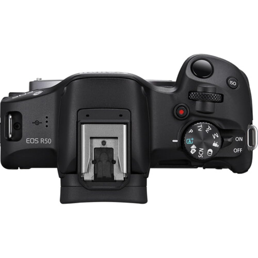 Canon EOS R50 Mirrorless Camera with 18-45mm Lens (Black) Bundle with 64GB Memory Card + Canon 200ES EOS Shoulder Bag (3 Items)