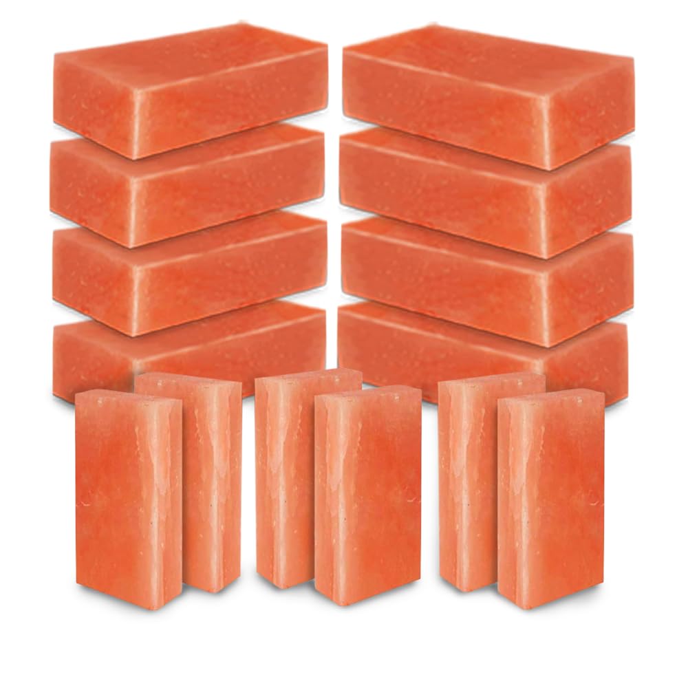 Himalayan Salt Bricks for Sauna and Spa 8"x4"x2"-Himalayan Pink Salt Tiles for Home Décor and Salt Wall | Pack of 20 Bulk Salt Block