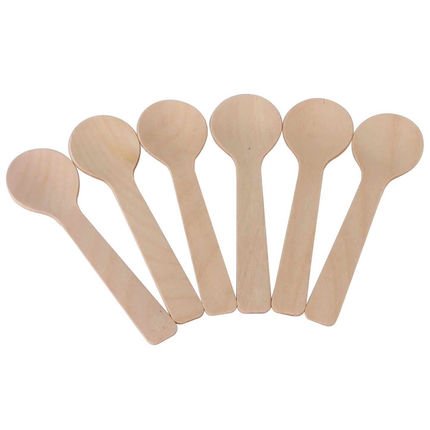 HAZOULEN 200 Pcs 4-inch Mini Wooden Spoons, Disposable Eco Friendly Sugar Salt Scrub Spoons, Biodegradable Ice Cream Dessert Spoons