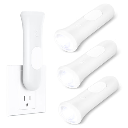 ROSSEX 4 in 1 Emergency Lights for Home Power Failure, 3 Pcs Rechargeable LED Flashlight Plug in Wall, Automatic Turn-On Power Outage Night Light Flashlight for Hurricane Preparedness Items