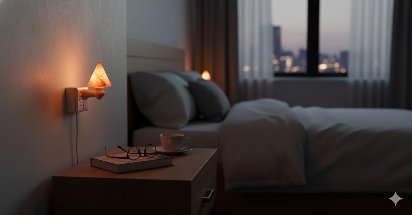 NatureBoost Himalayan Pink Salt Night Light Pyramid (3 Pack) Natural Crystal Plug-in Salt Lamp with Warm Amber Glow.