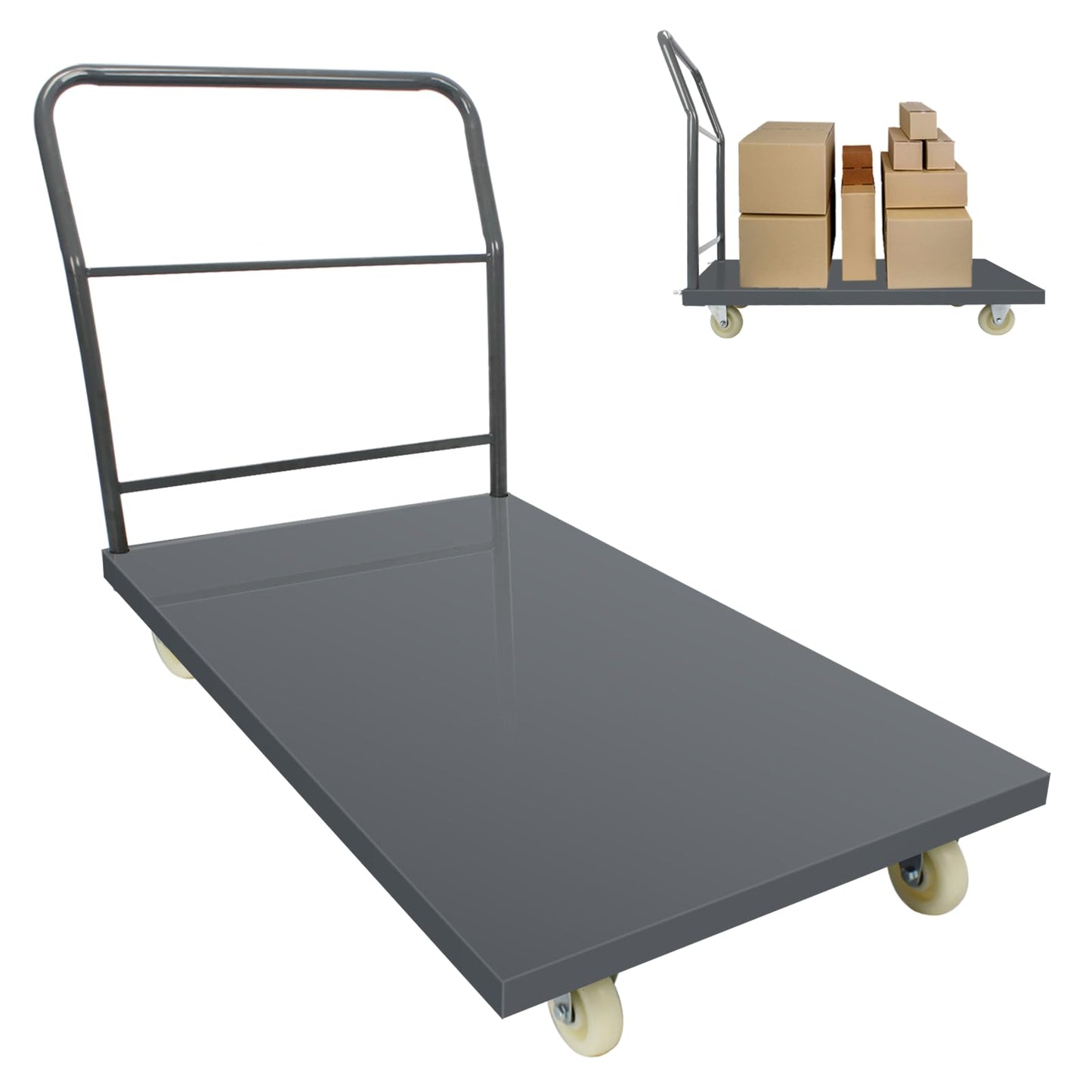 Heavy Duty Platform Truck Moving Flatbed Cart, Steel Flatbed Cart for Luggage Moving, Shopping, 48"x30"Push Dolly, 2000 LBS Dolly Cart Flatform with Wheels and Handle (48"x30")