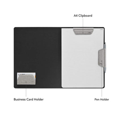LHiDS Magnetic Business Portfolio Lite Resume Padfolio Organizer with Clipboard, Paper Clip, Writing Pad, Pen/Card Holder, Magnetic Closure for Work, School and More (Grey, A4/Letter)