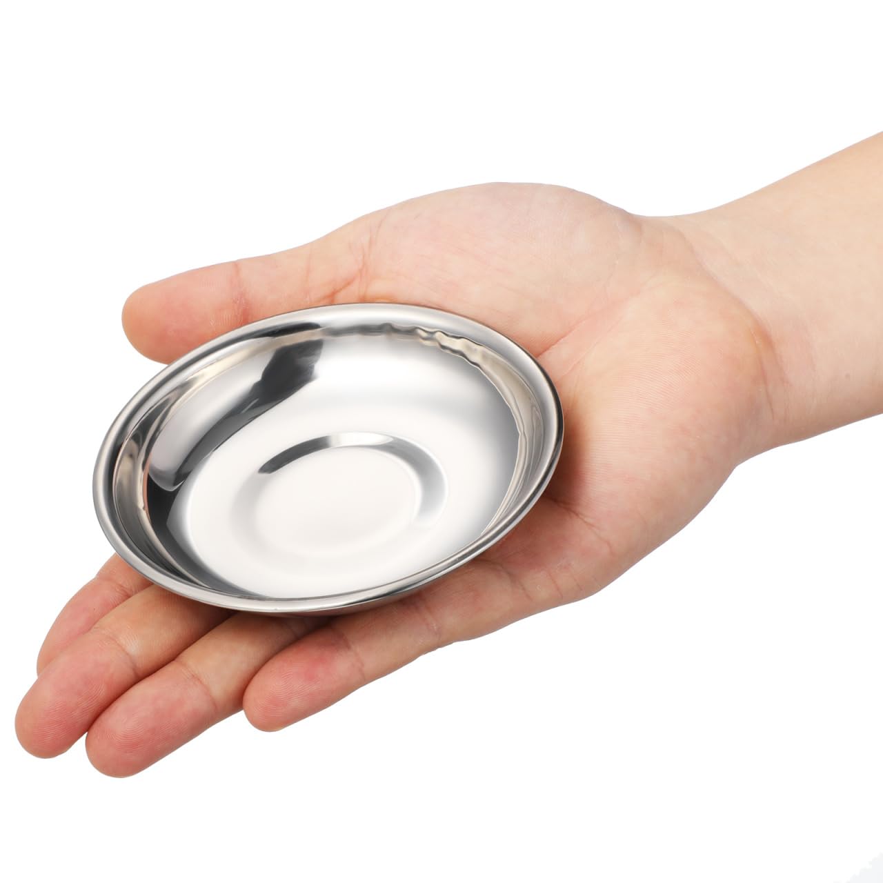BESPORTBLE Stainless Steel Small Plates 10-Pack 4 Inch Round Sauce Dishes for Condiments Mustard Bowls Appetizer Plates for Home Restaurant Outdoor Camping and Bbq