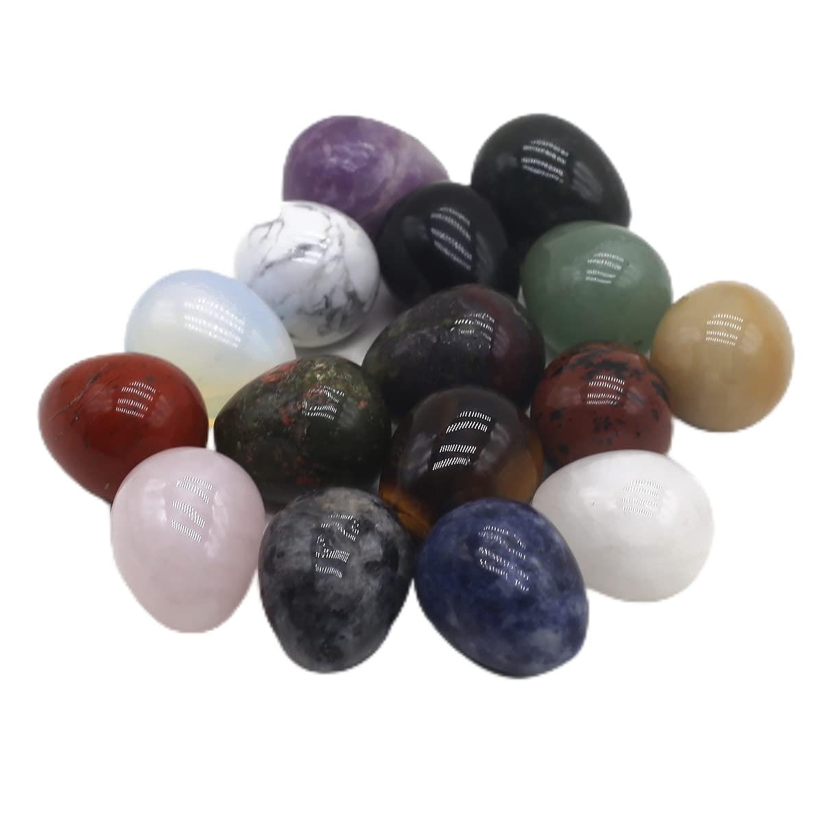 QSLLER 10PCS Egg Statue Natural Stone Decoracion Rose Quartz Amethyst Gemstones Mineral Yoga Healing Crystals Stone Ornament Room Decor