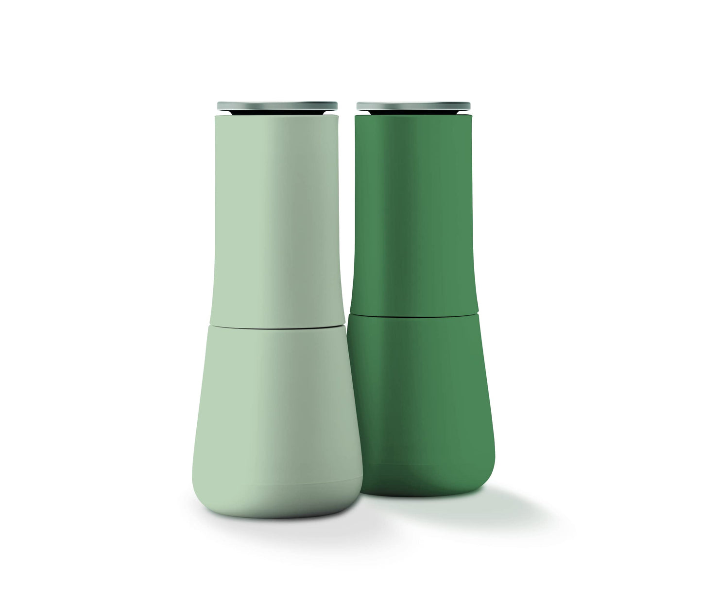 Joseph Joseph Milltop Non-Spill Salt and Pepper Mill Set Refillable with Ceramic Grinding, Sage Green, 8